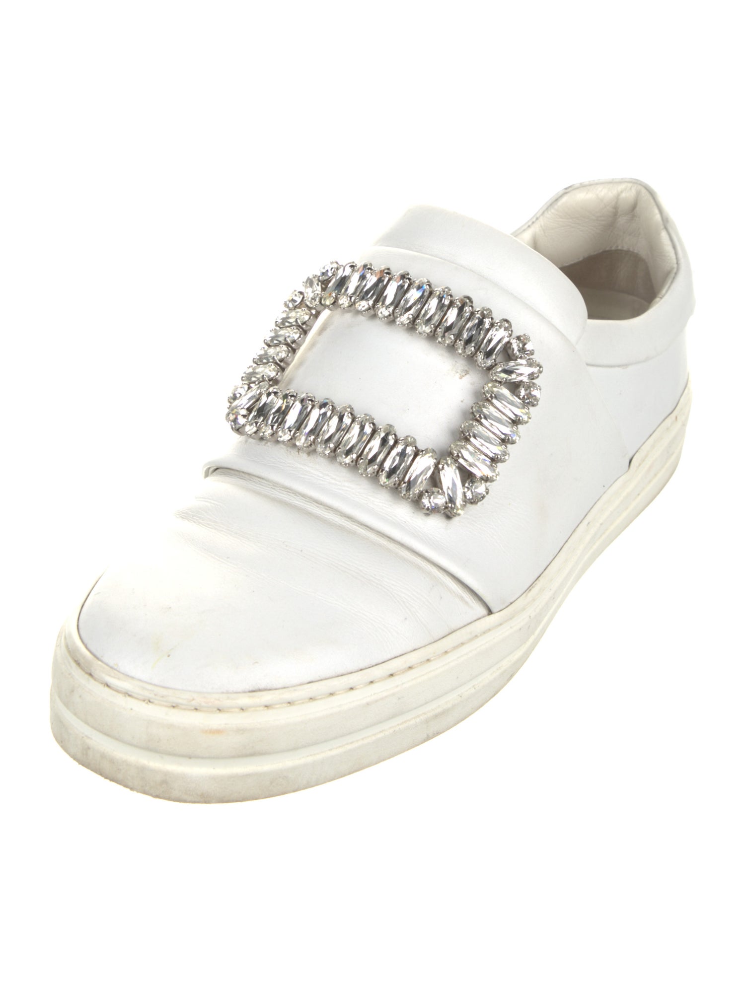 Roger Vivier Leather Crystal Embellishments Sneakers