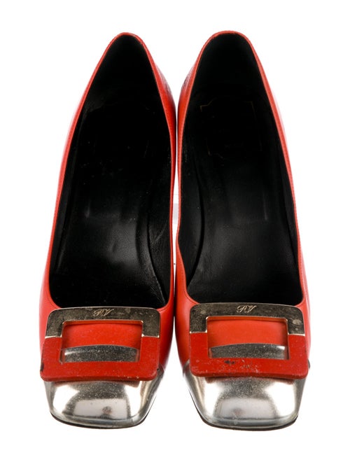 Roger Vivier Leather Colorblock Pattern Pumps