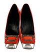 Roger Vivier Leather Colorblock Pattern Pumps