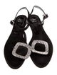 Roger Vivier Satin Crystal Embellishments T-Strap Sandals