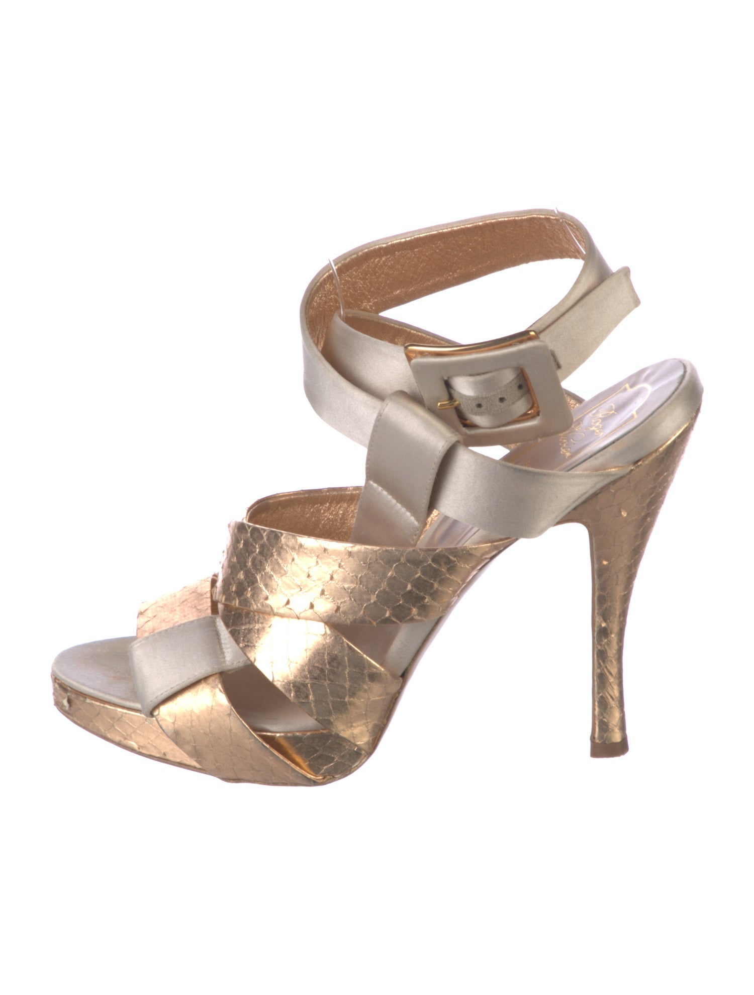 Roger Vivier Leather Animal Print Sandals