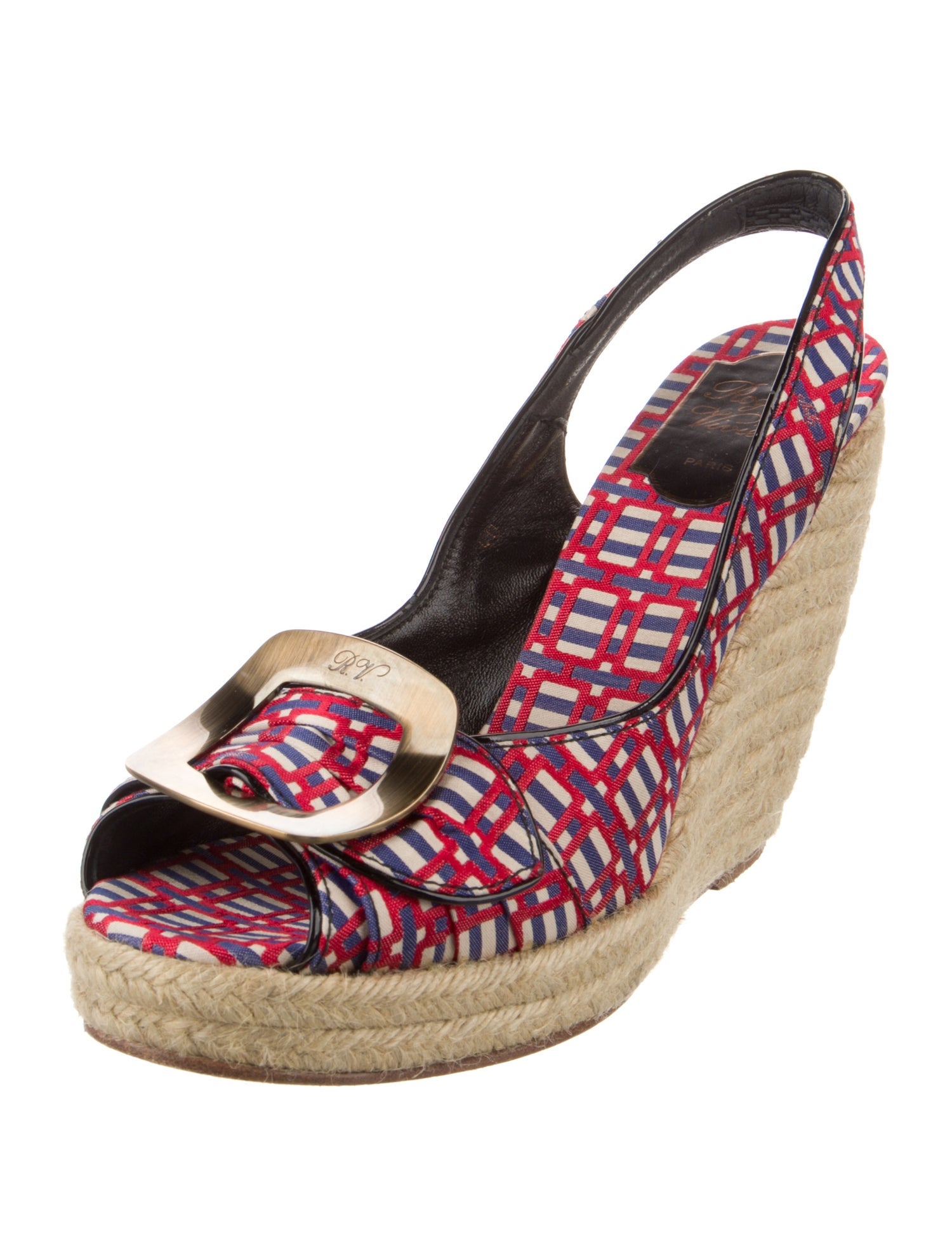 Roger Vivier Satin Printed Espadrilles
