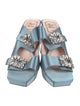 Roger Vivier Satin Crystal Embellishments Slides