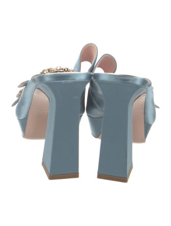 Roger Vivier Satin Crystal Embellishments Slides