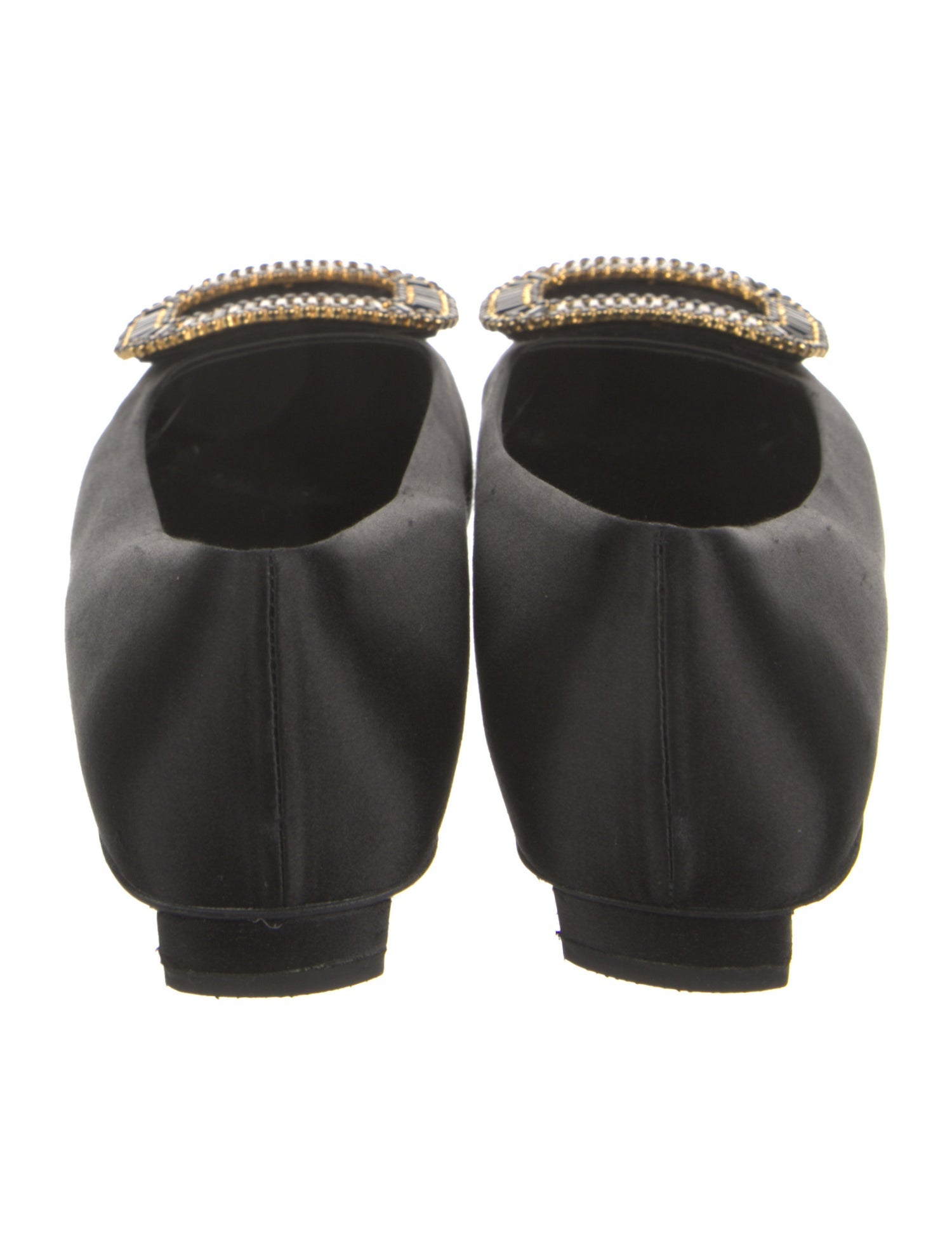 Roger Vivier Satin Crystal Embellishments Flats