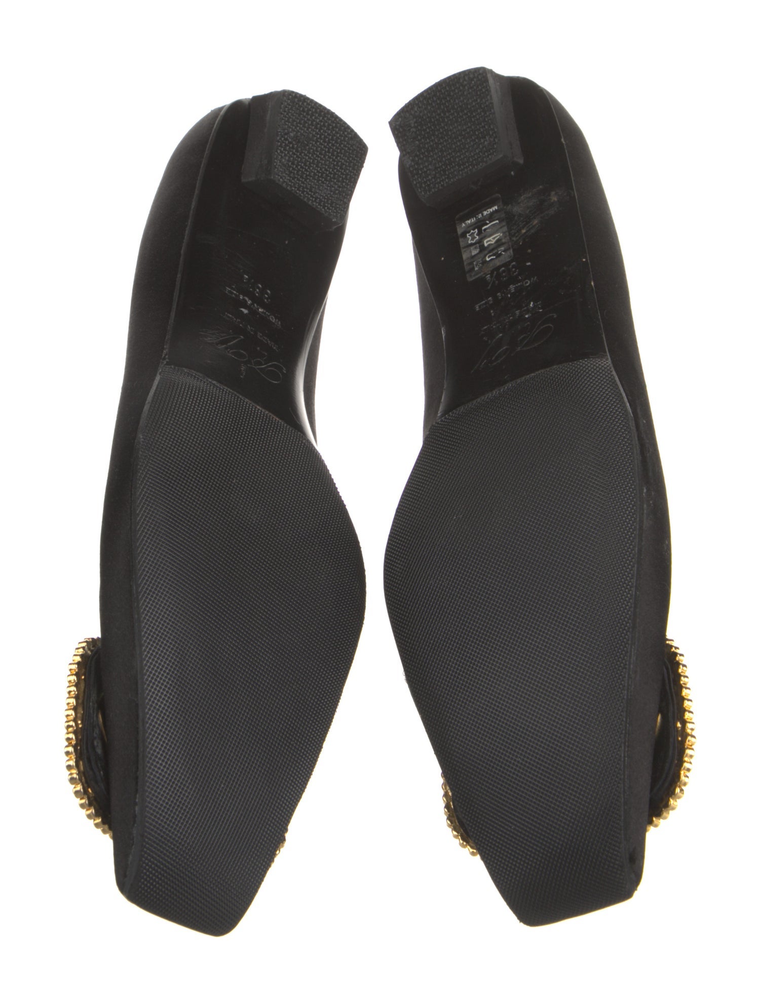 Roger Vivier Satin Crystal Embellishments Flats