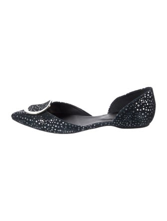 Roger Vivier Suede Polka Dot Print D'Orsay Flats