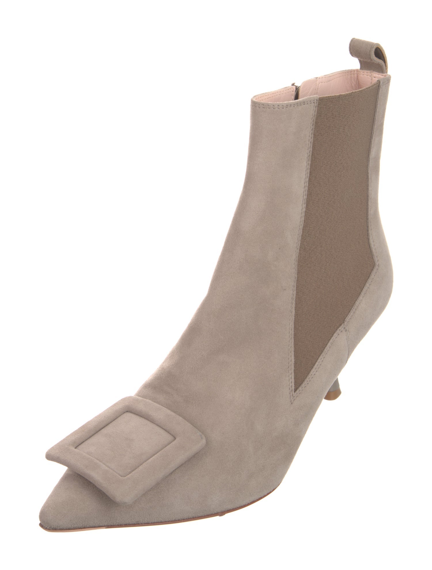 Roger Vivier Suede Colorblock Pattern Chelsea Boots