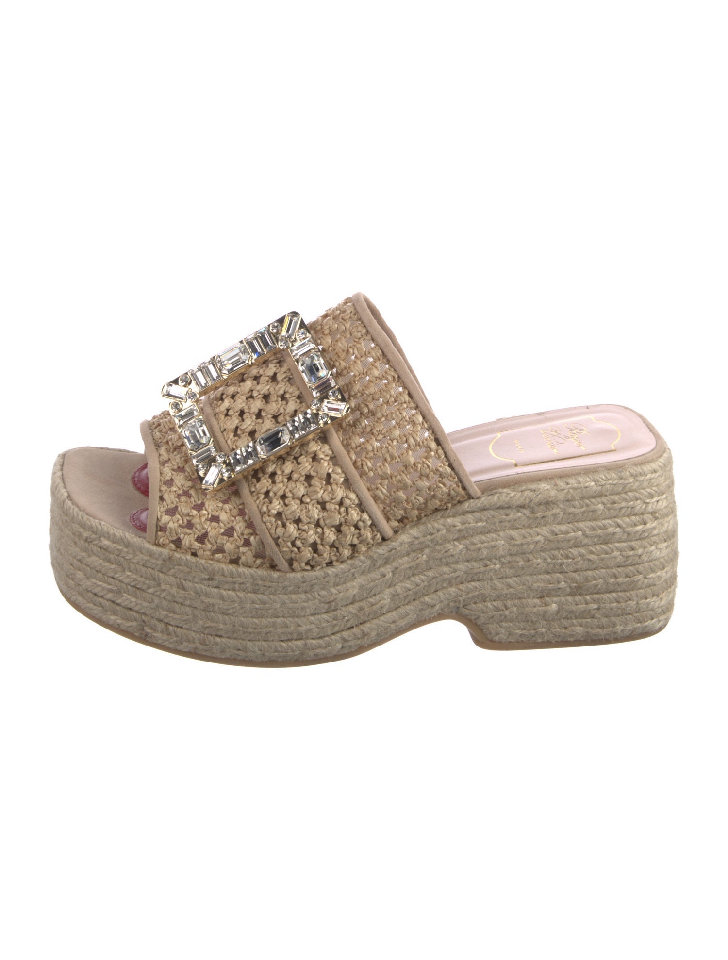 Roger Vivier Straw Mesh Accents Espadrilles