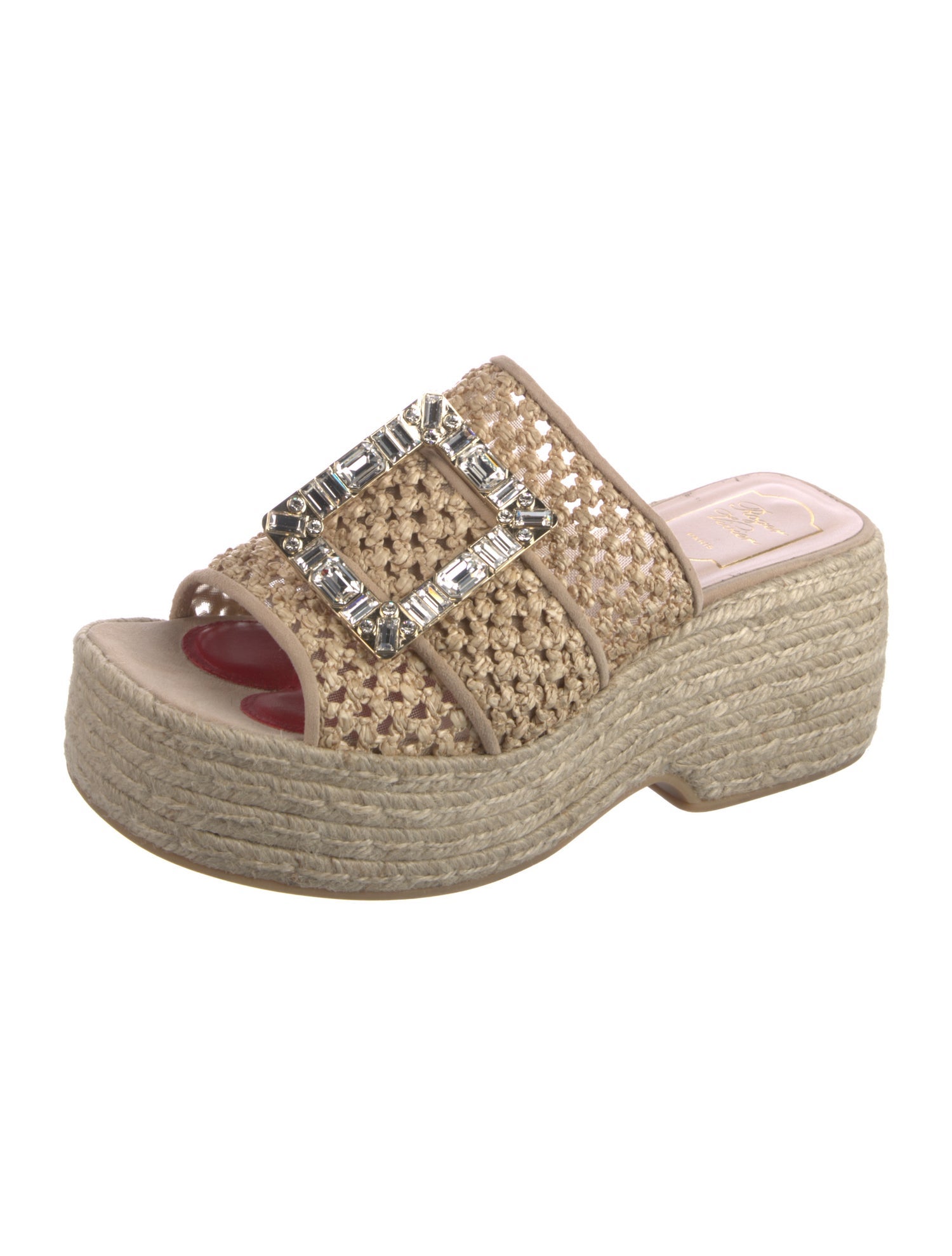 Roger Vivier Straw Mesh Accents Espadrilles