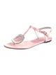 Roger Vivier Satin Crystal Embellishments T-Strap Sandals