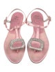 Roger Vivier Satin Crystal Embellishments T-Strap Sandals