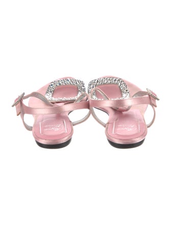 Roger Vivier Satin Crystal Embellishments T-Strap Sandals
