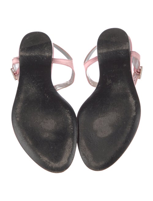 Roger Vivier Satin Crystal Embellishments T-Strap Sandals