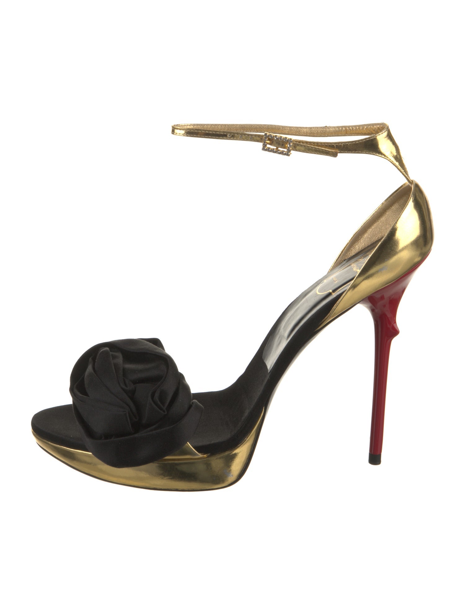 Roger Vivier Leather Crystal Embellishments Sandals