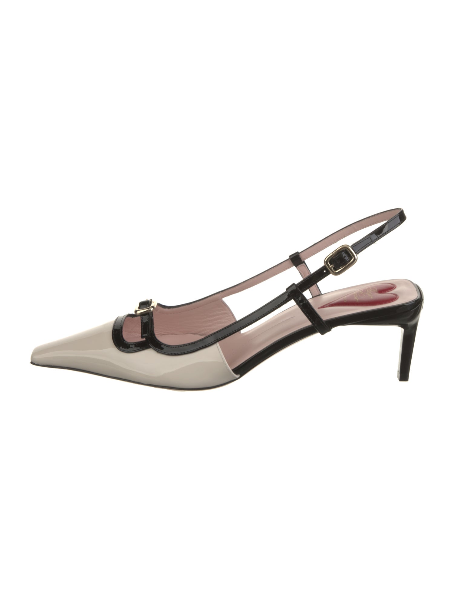 Roger Vivier Patent Leather Colorblock Pattern Slingback Pumps