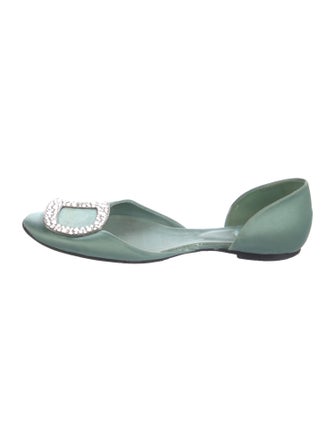 Roger Vivier Satin Crystal Embellishments D'Orsay Flats