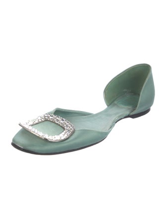Roger Vivier Satin Crystal Embellishments D'Orsay Flats