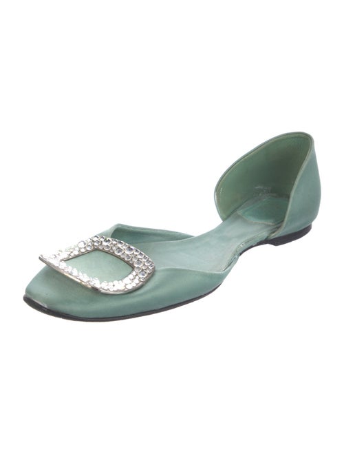 Roger Vivier Satin Crystal Embellishments D'Orsay Flats