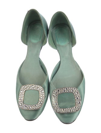 Roger Vivier Satin Crystal Embellishments D'Orsay Flats