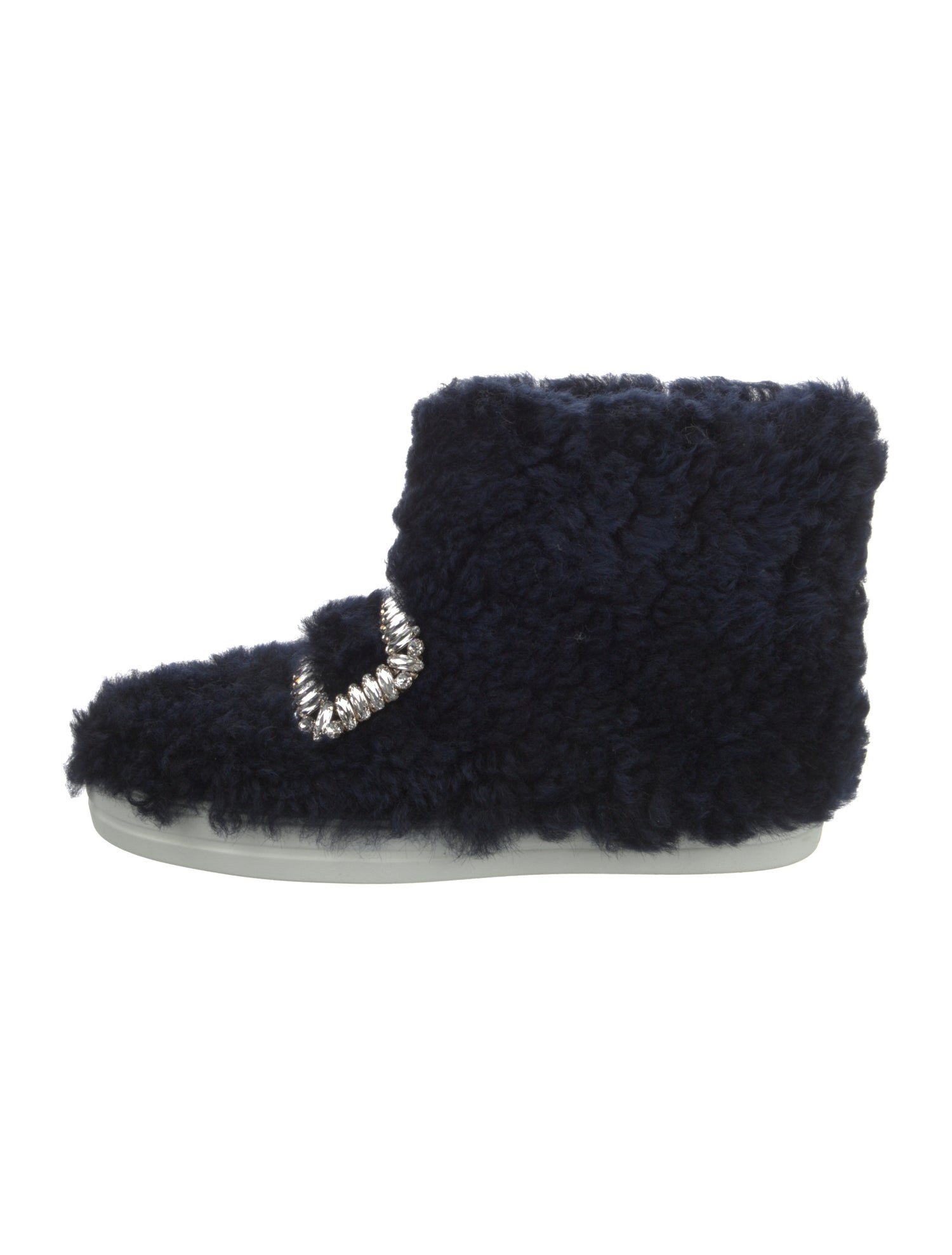 Roger Vivier Shearling Crystal Embellishments Snow Boots