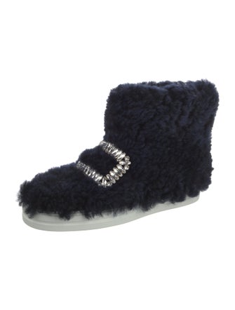 Roger Vivier Shearling Crystal Embellishments Snow Boots