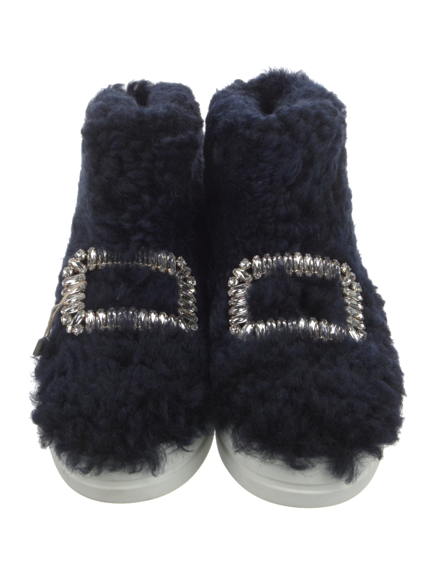 Roger Vivier Shearling Crystal Embellishments Snow Boots