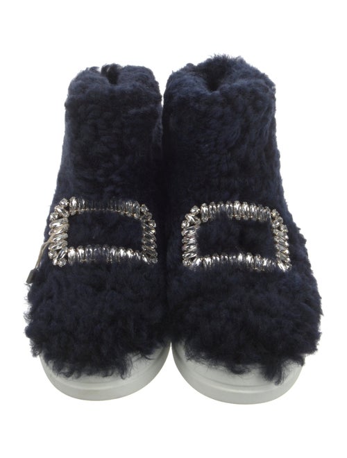 Roger Vivier Shearling Crystal Embellishments Snow Boots