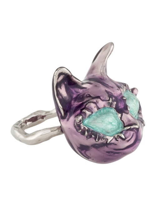 Roger Vivier Enamel Crazy Cat Cocktail Ring
