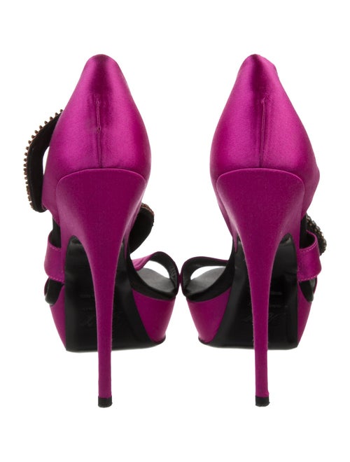 Roger Vivier Satin Crystal Embellishments Slingback Sandals