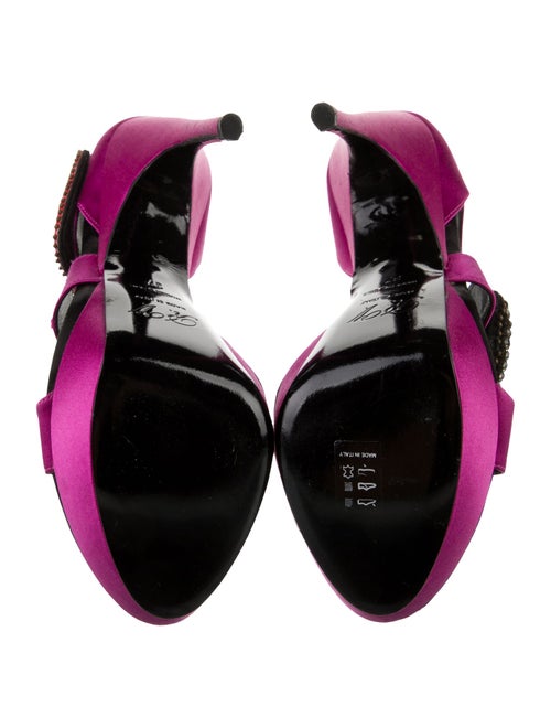 Roger Vivier Satin Crystal Embellishments Slingback Sandals