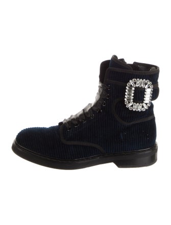 Roger Vivier Crystal Embellishments Combat Boots