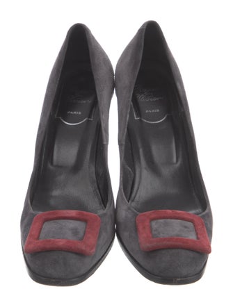 Roger Vivier Suede Colorblock Pattern Pumps