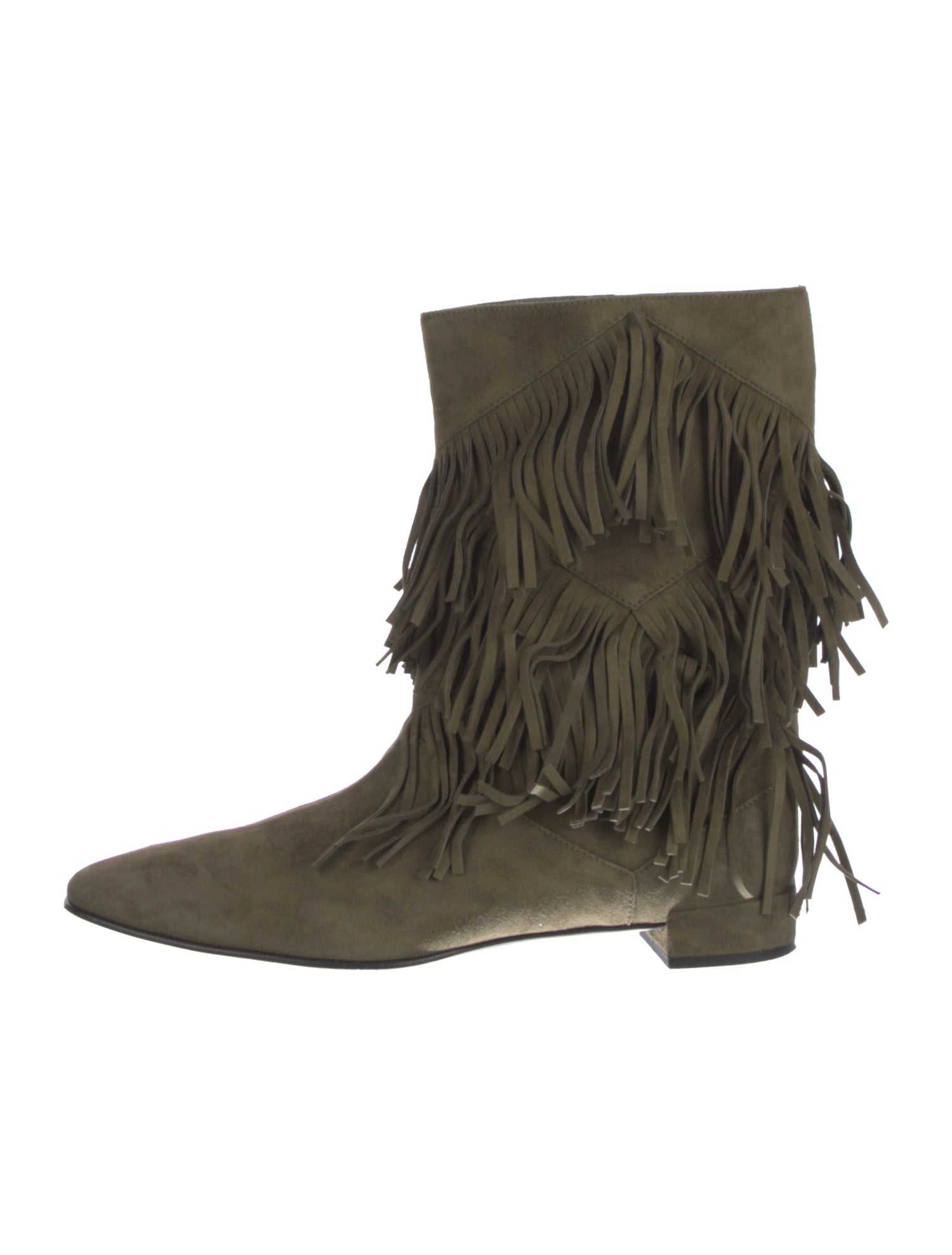 Roger Vivier Suede Fringe Trim Accent Rain Boots