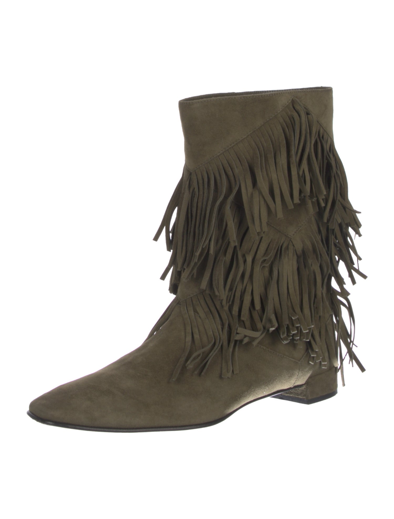 Roger Vivier Suede Fringe Trim Accent Rain Boots