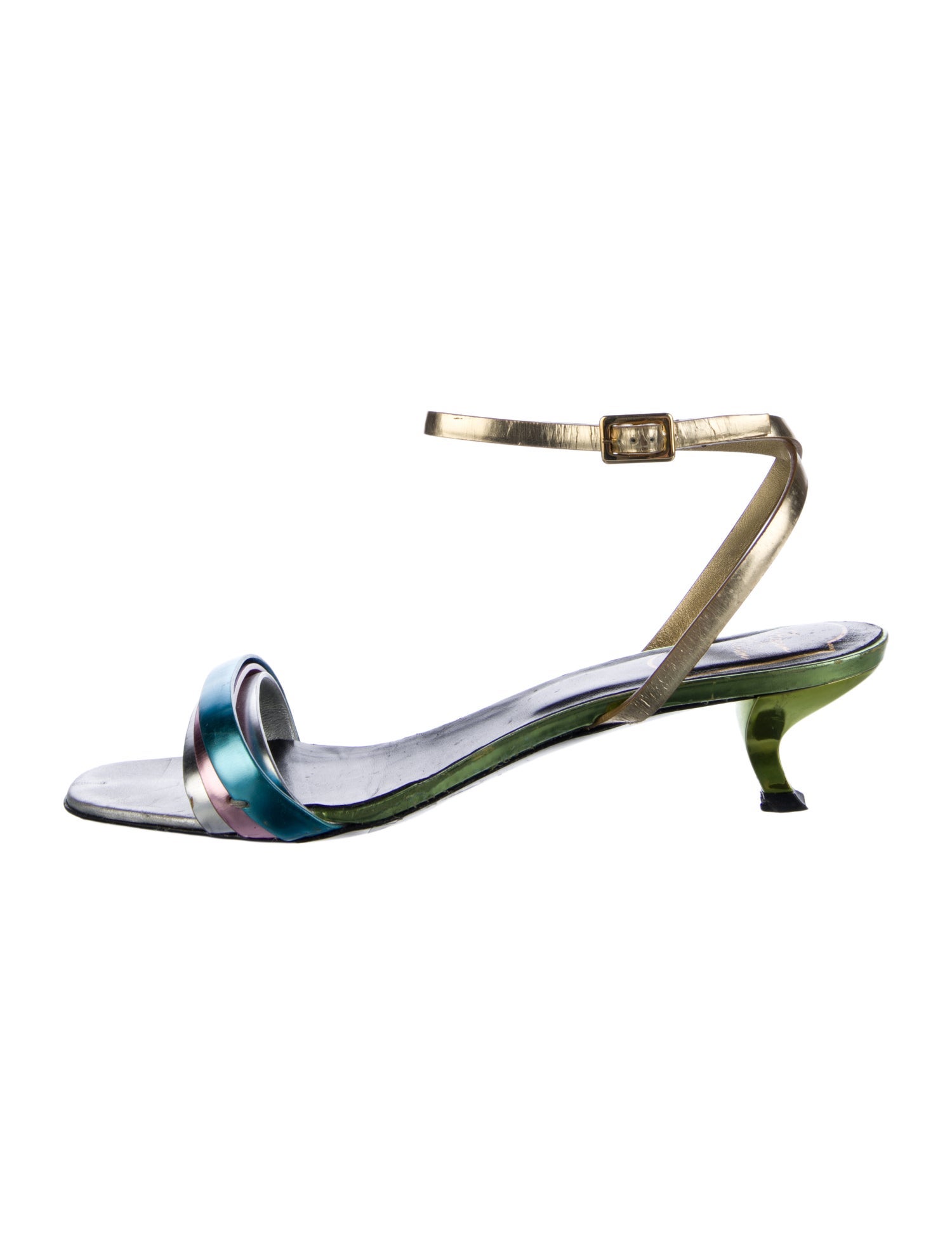 Roger Vivier Leather Colorblock Pattern Sandals