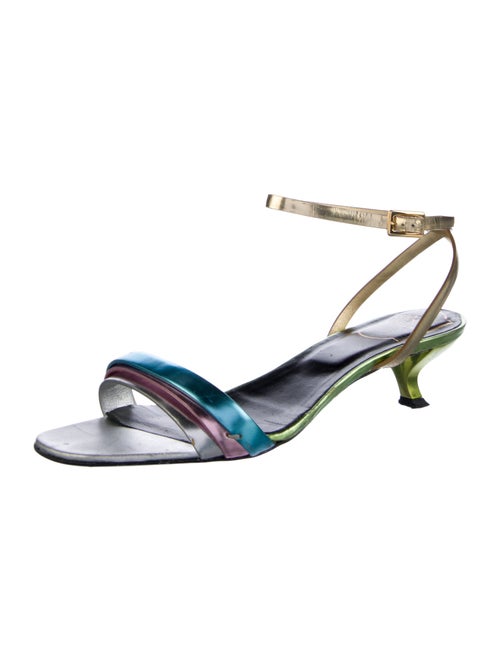 Roger Vivier Leather Colorblock Pattern Sandals