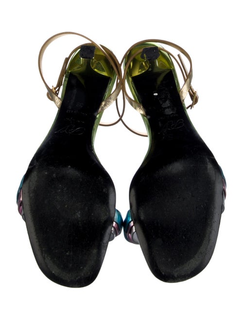 Roger Vivier Leather Colorblock Pattern Sandals