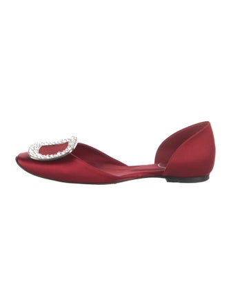 Roger Vivier Satin Crystal Embellishments D'Orsay Flats
