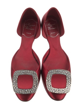 Roger Vivier Satin Crystal Embellishments D'Orsay Flats