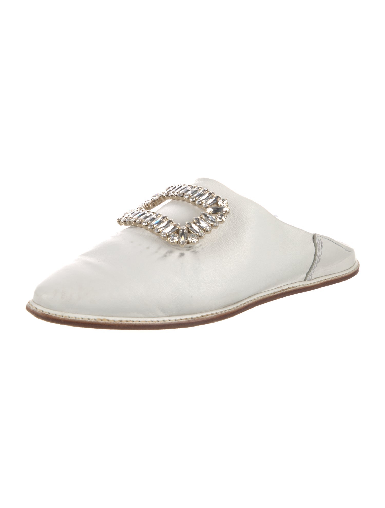 Roger Vivier Leather Crystal Embellishments Mules