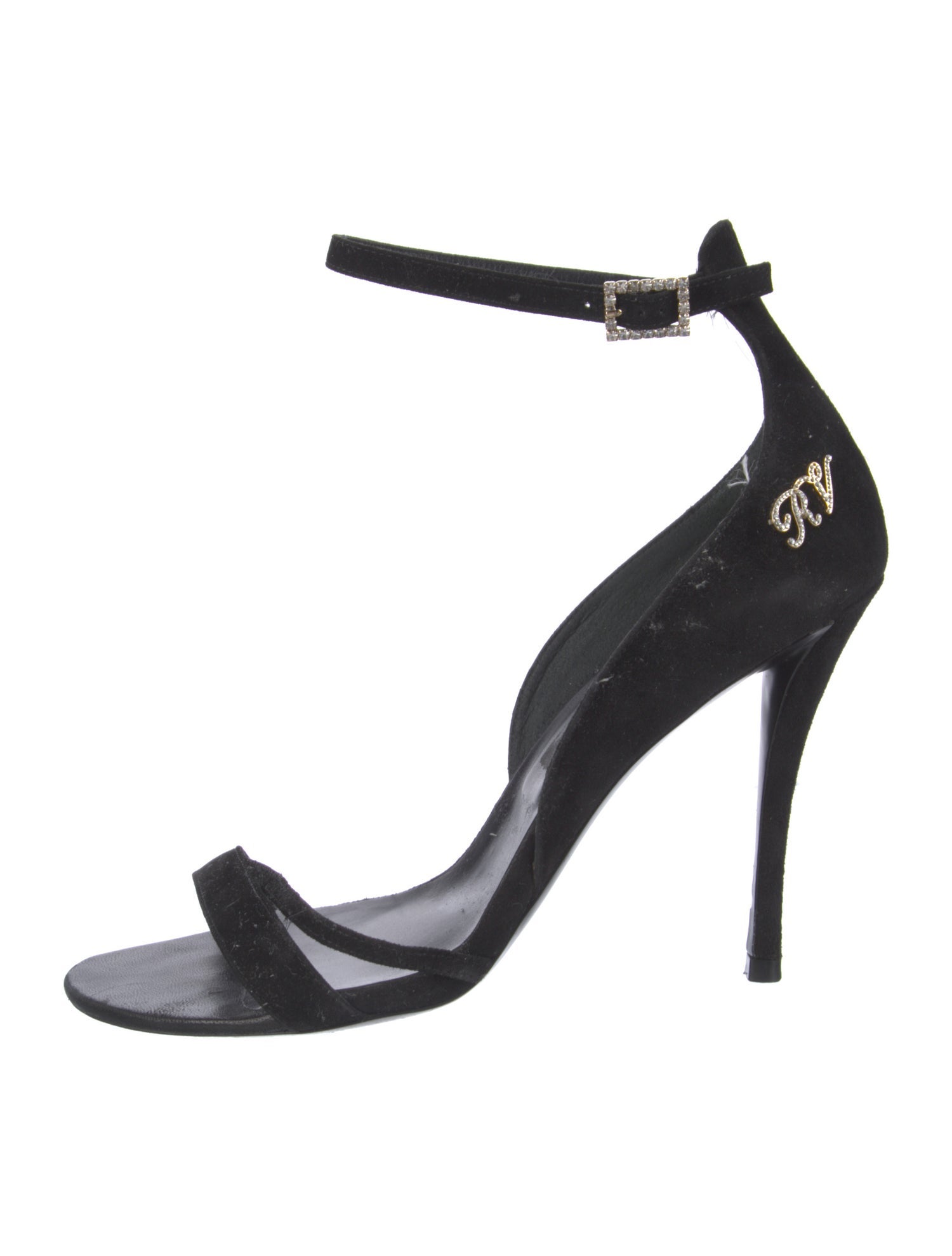 Roger Vivier Suede Crystal Embellishments D'Orsay Pumps