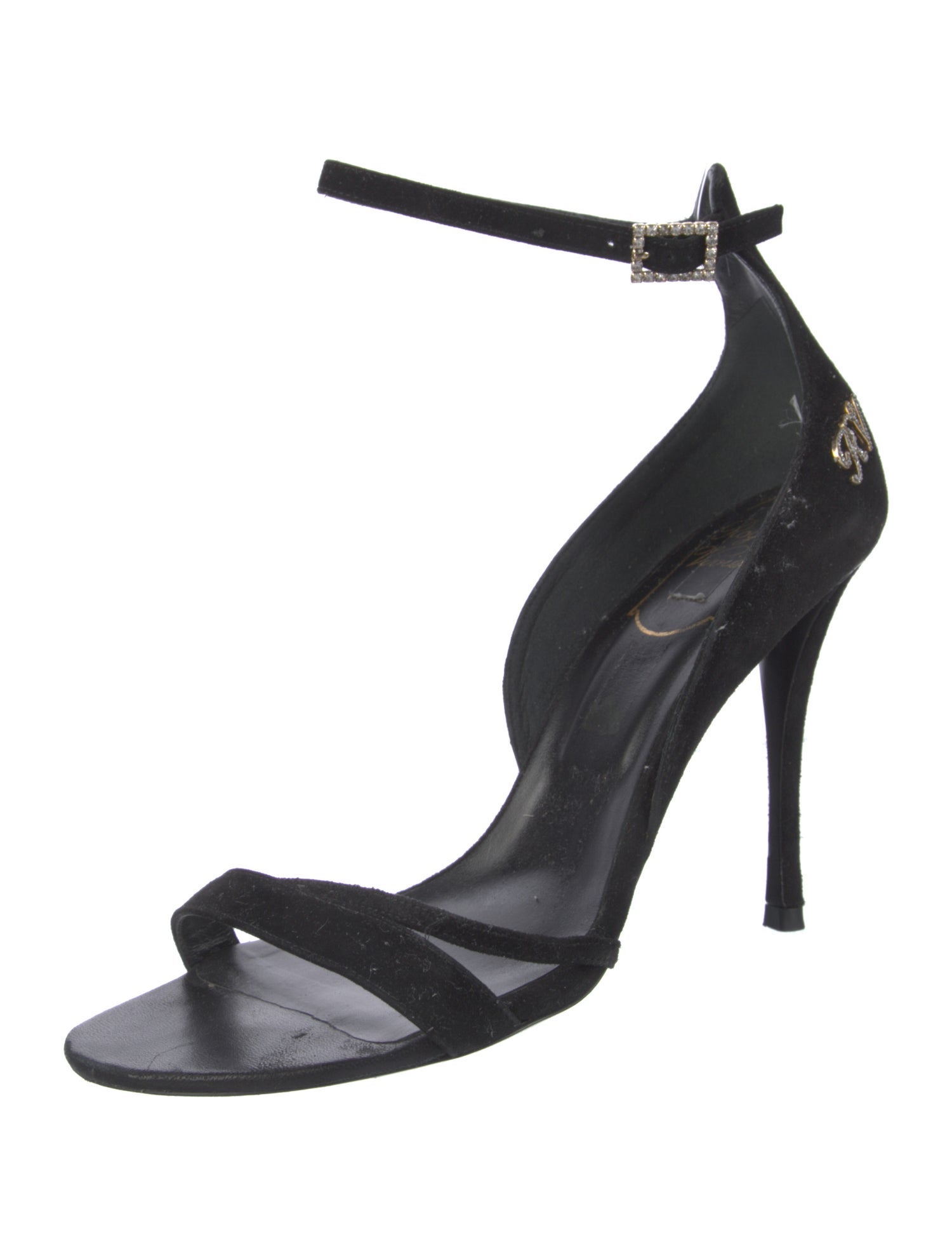 Roger Vivier Suede Crystal Embellishments D'Orsay Pumps