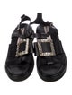 Roger Vivier Leather Crystal Embellishments T-Strap Sandals