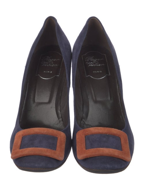Roger Vivier Suede Colorblock Pattern Pumps