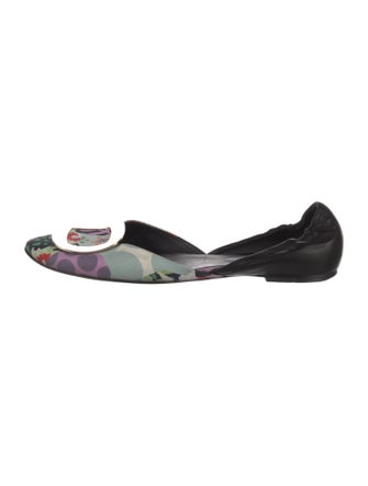 Roger Vivier Leather Printed D'Orsay Flats