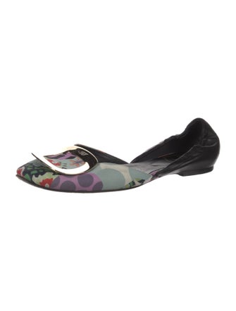 Roger Vivier Leather Printed D'Orsay Flats