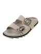 Roger Vivier Leather Crystal Embellishments Slides