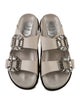 Roger Vivier Leather Crystal Embellishments Slides