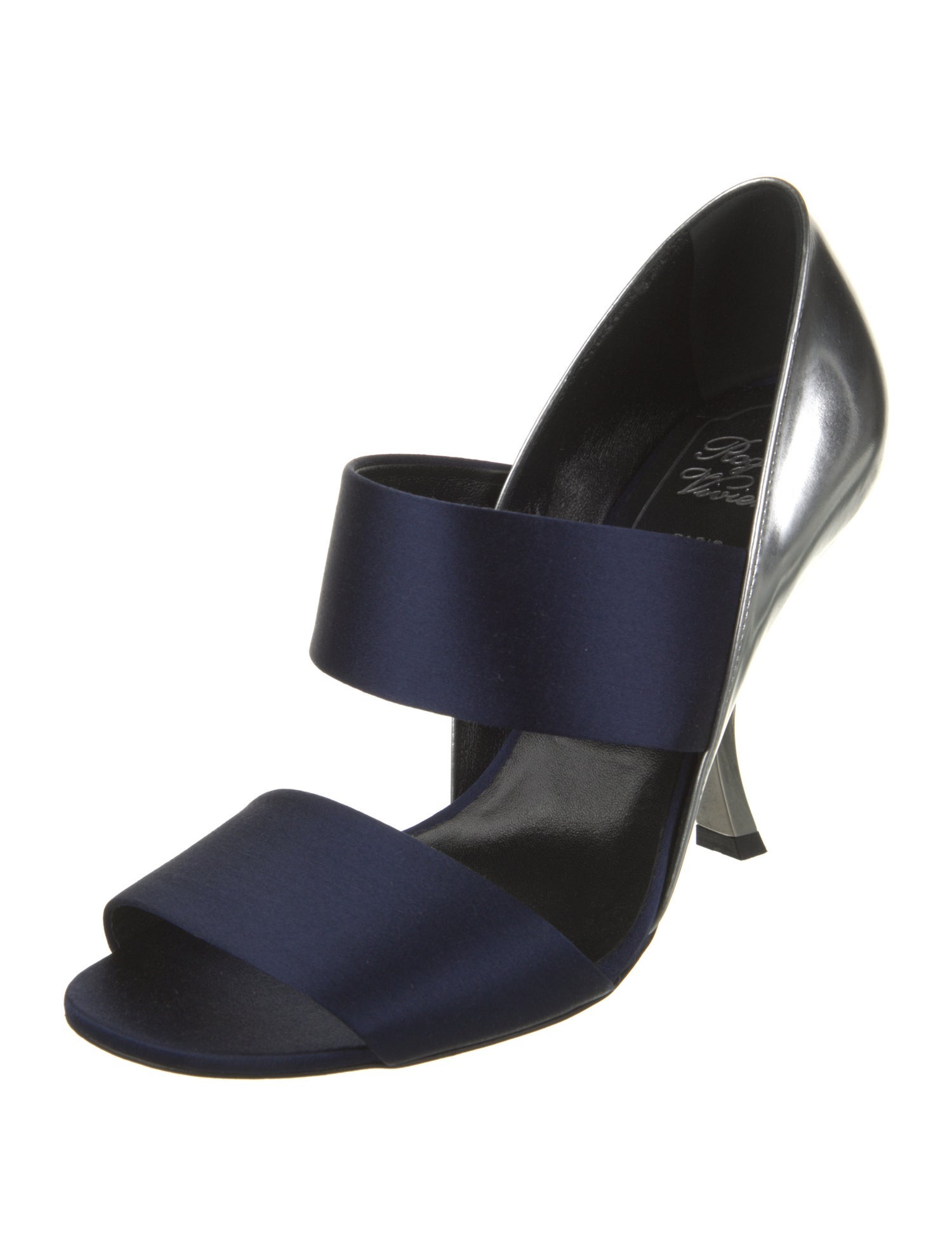 Roger Vivier Satin Leather Trim Embellishment Sandals